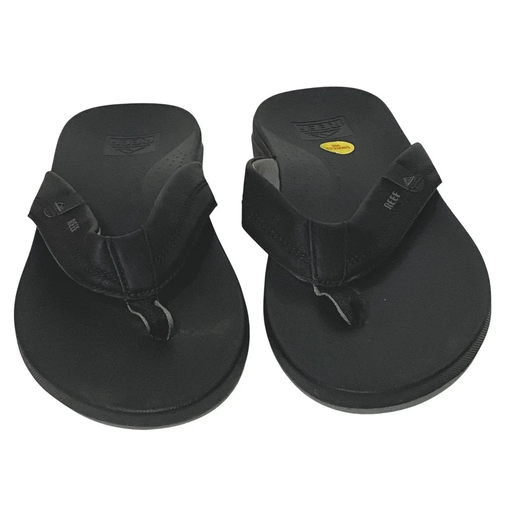 Reef Cushion String Flip Flops Anatomic Contour 13 Black Beach Vacation Cruise